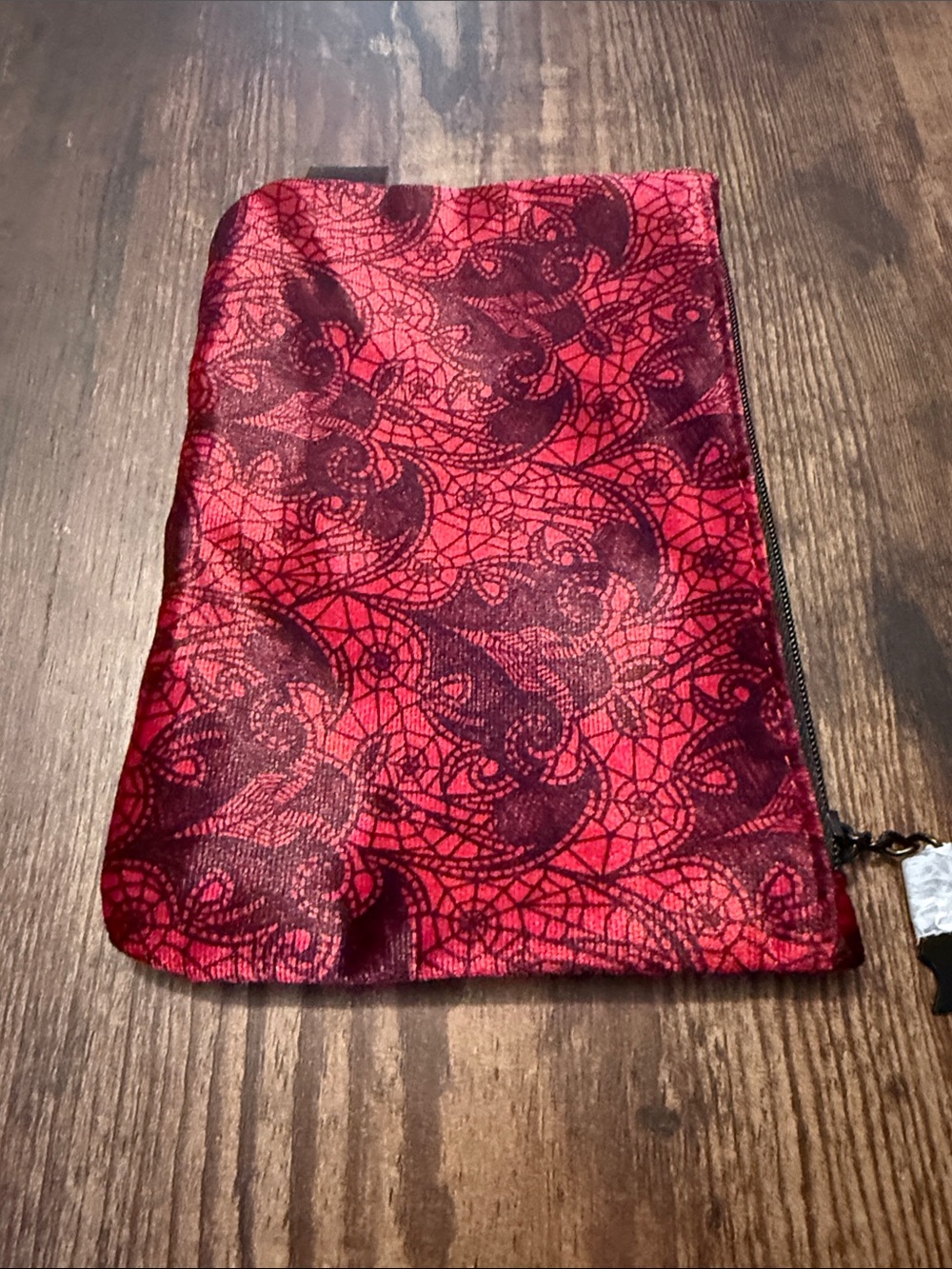 ipsy Red and Black Lace Bat Pattern Mini Pouch - Picture 3 of 6